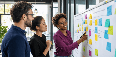 Immigration law firm team auditing case management workflows and identifying operational bottlenecks using a visual process map.