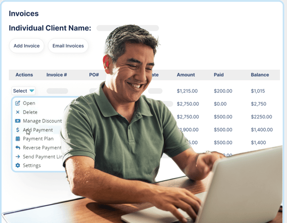 Immigration attorney using immigration practice management software to manage client invoices