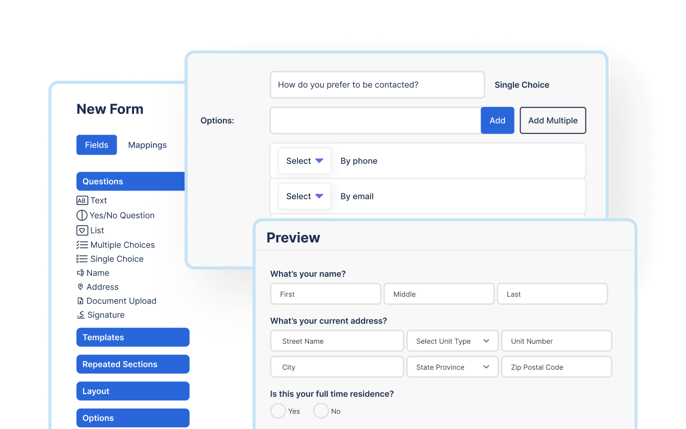 Screenshot of immigration client management software to manage multilingual intake questionnaires 