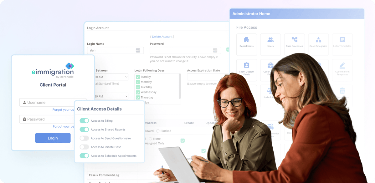 Immigration law professionals use secure immigration software to access client details