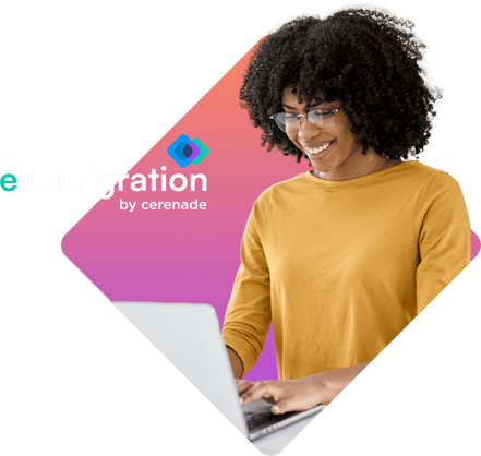 Legal immigration professional using immigration client management software