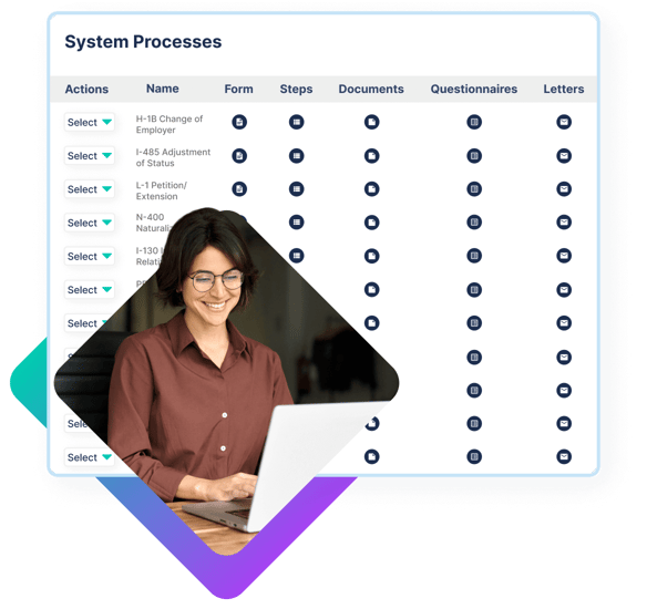 Immigration paralegal uses immigration client management software to complete tasks on time