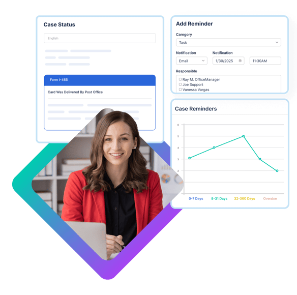 Immigration paralegal uses immigration case management software to manage tasks and stay organized