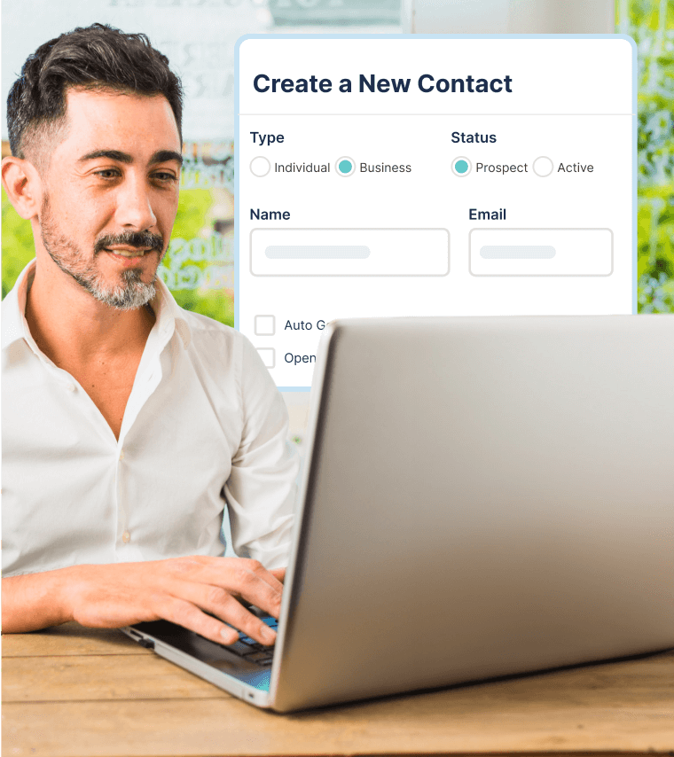 Legal immigration professional using immigration practice management software to follow up on leads
